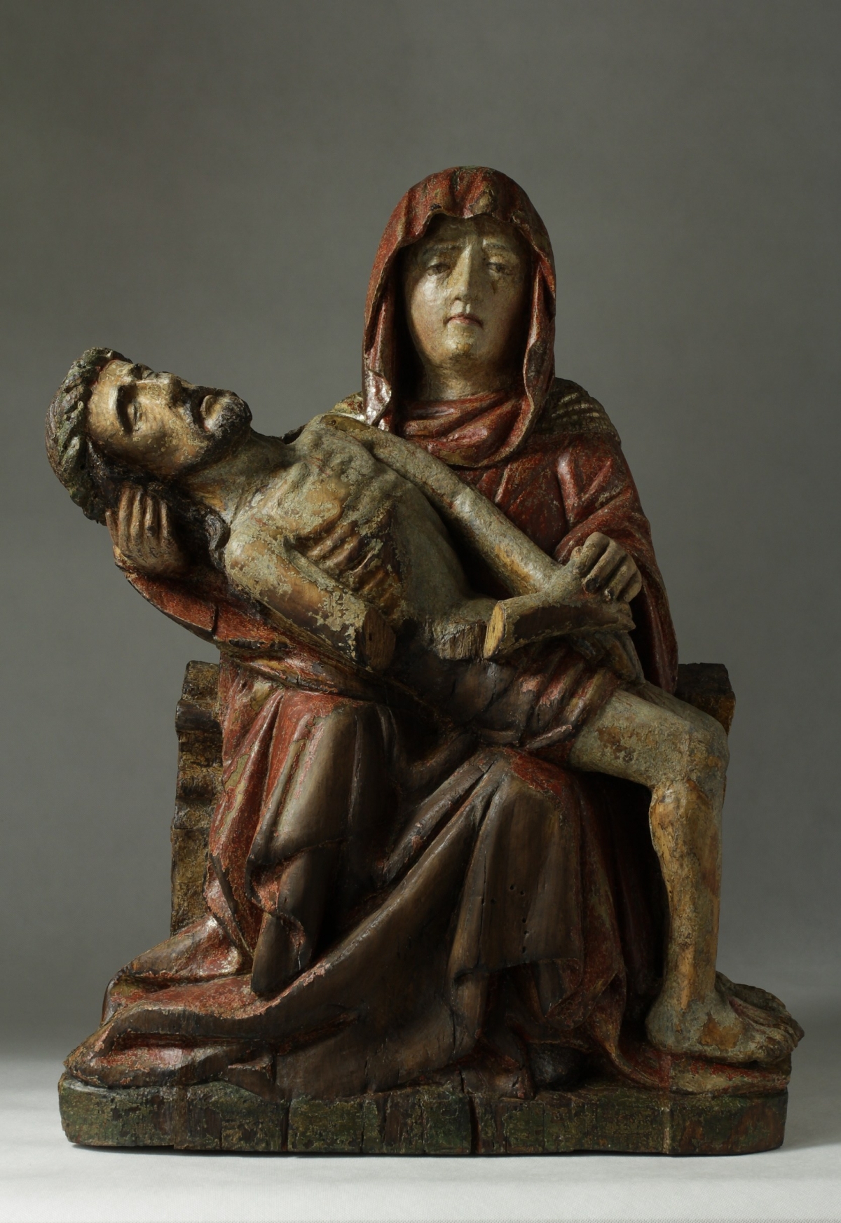 Unknown author, Pieta, col. 1500, sculpture, wood, h.78 cm, unmarked, Regional Gallery Liberec, restorer: Marie Sklenářová